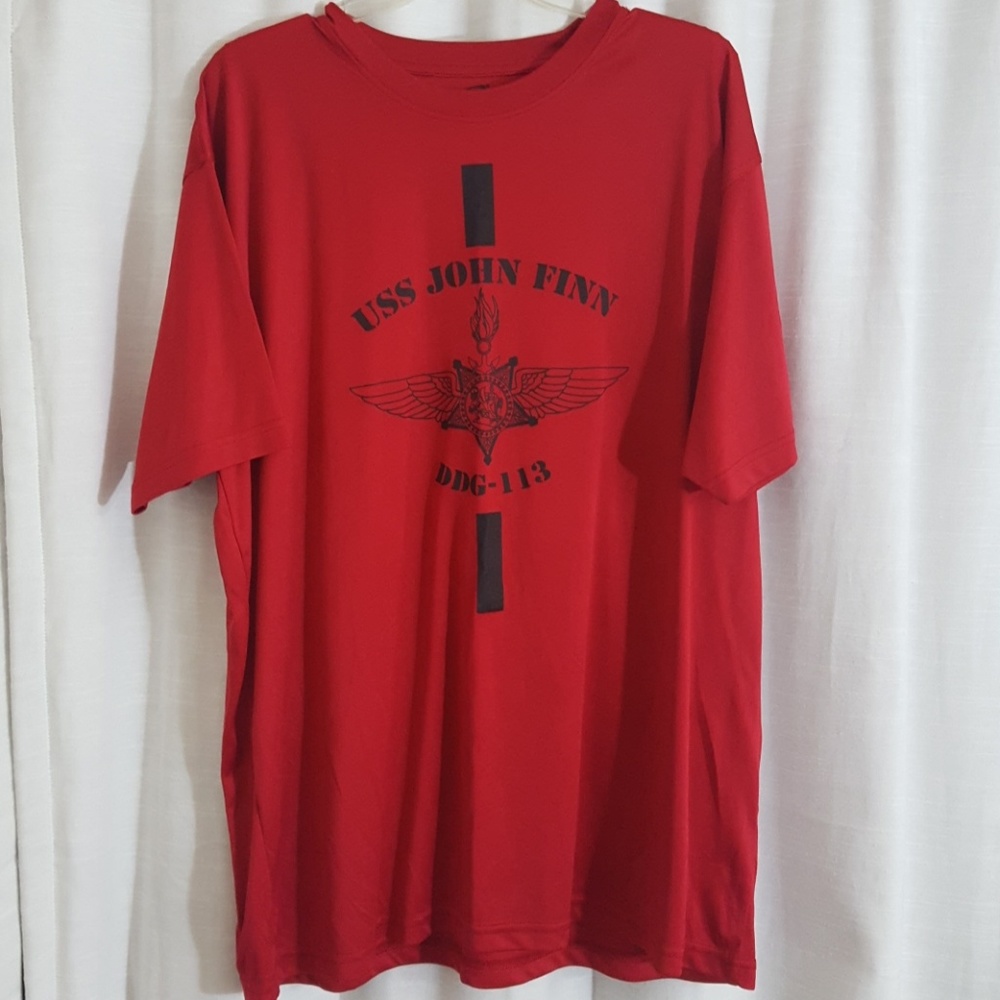 Red tee USS John Finn